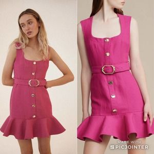 ACLER Finsbury Flounce Mini Fitted Fuschia Dress